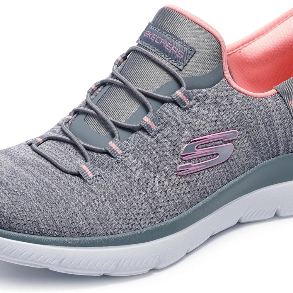 Women's Slip-In Sneakers Polyurethane Gycl Grey Coral 6 Wide Comfort